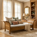 Classic Wooden Daybed Sofa with Pillows for Bedroom Lounge Decor