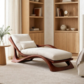 Modern Curved Chaise Lounge Chair with Cushion for Bedroom Reading Nook