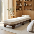Modern Upholstered Daybed With Rounded Frame, Sculptural Ball Legs, Bedroom Lounge