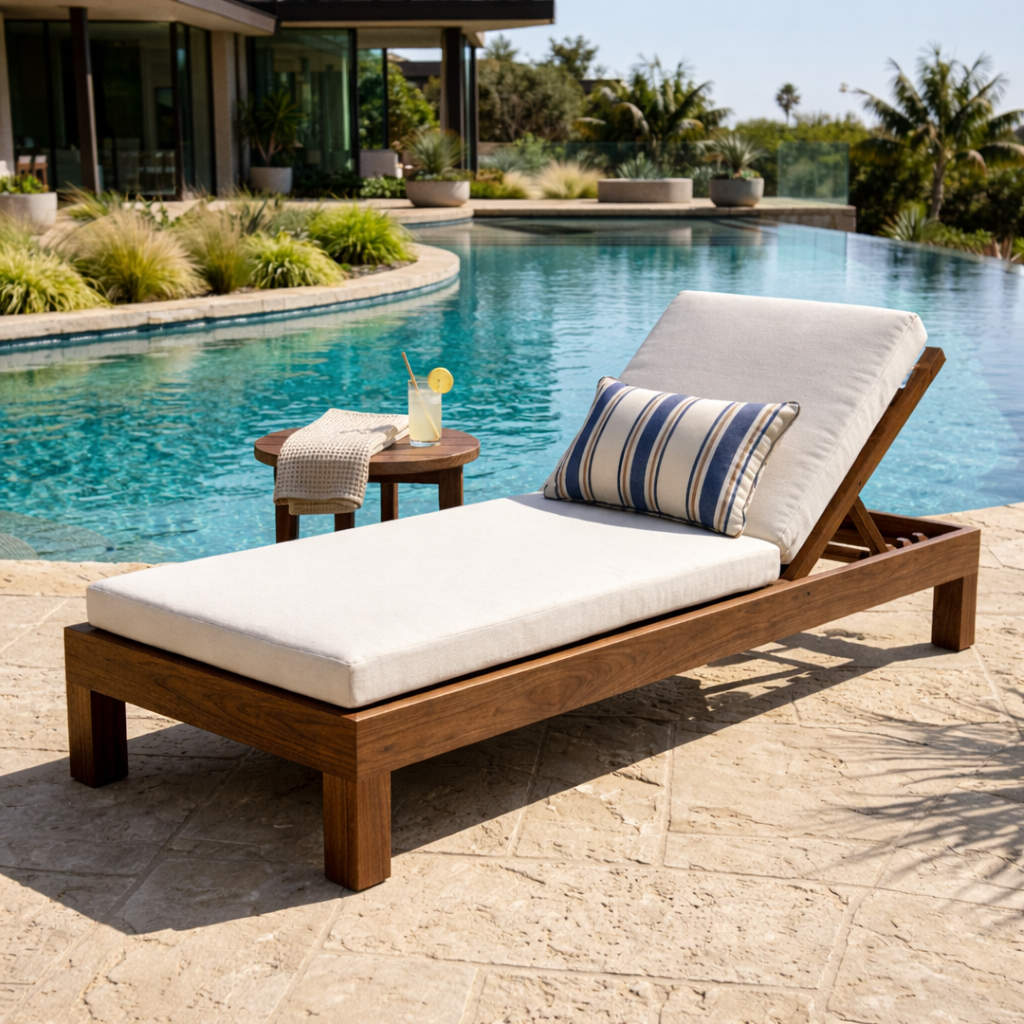 Handcrafted Solid Wood Outdoor Chaise Lounge - Adjustable Reclining Sun Lounger Frame