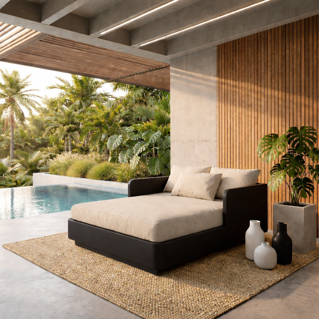 Solid Wood Daybed Frame with Side Backrest – Modern Minimalist Lounge Bed
