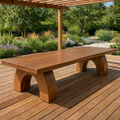 Solid Wood Outdoor Dining Table Rectangular Top with Arched Base Patio Garden Table