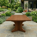 Solid Wood Outdoor Dining Table Square Top with Fluted Cross Pedestal Base