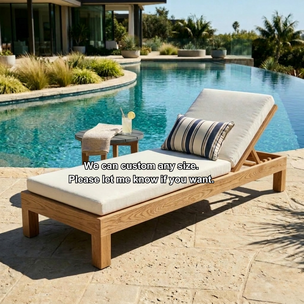 Handcrafted Solid Wood Outdoor Chaise Lounge - Adjustable Reclining Sun Lounger Frame