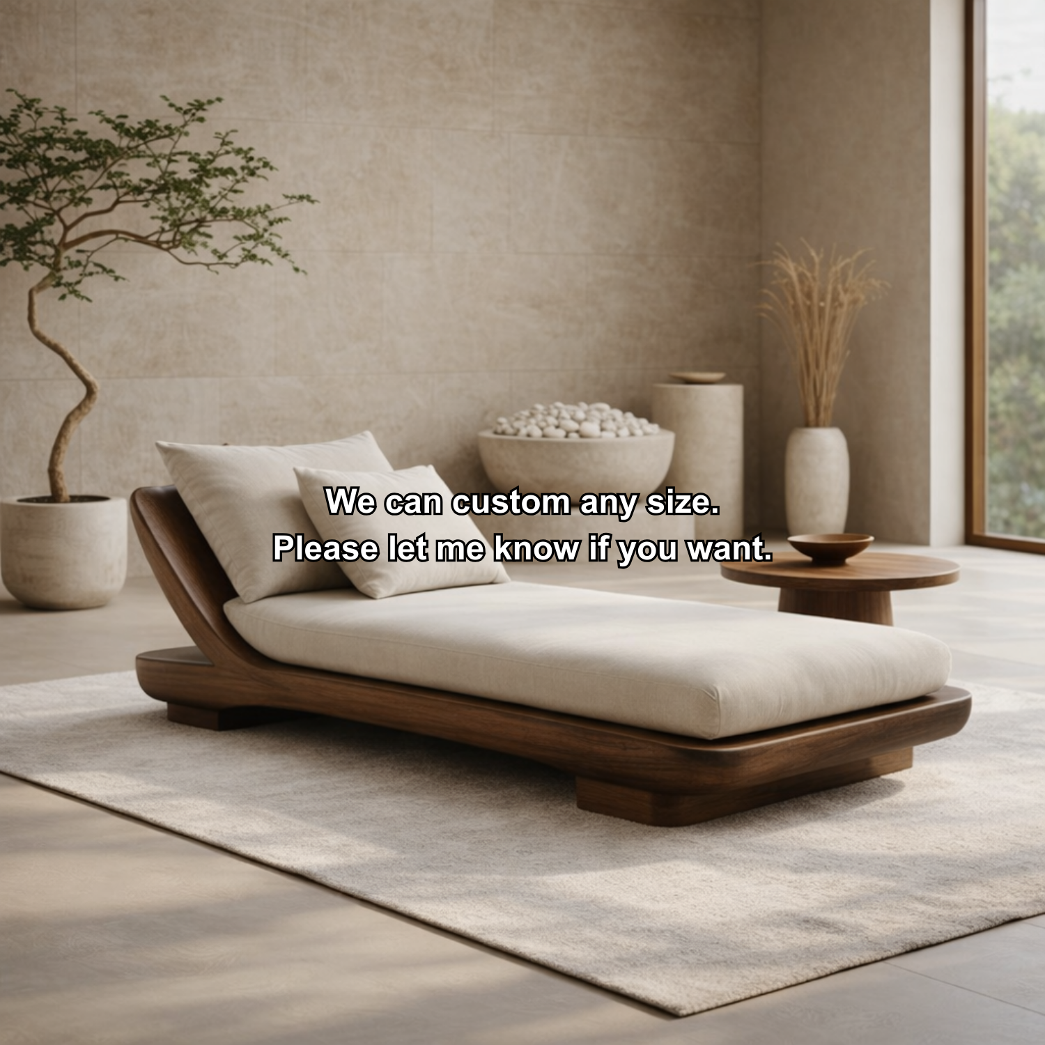 Solid Wood Daybed with Curved Frame – Modern Minimalist Lounge Chaise