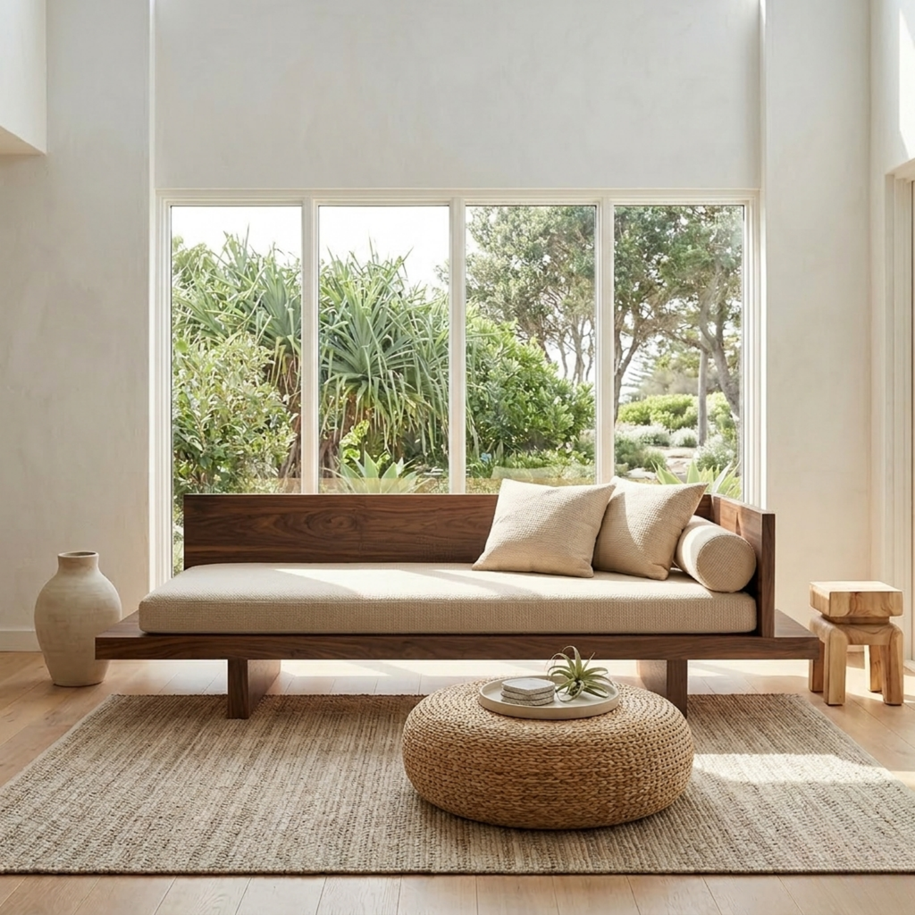Handcrafted Asymmetrical Solid Wood Daybed Frame - Modern L-Shape Platform Bed
