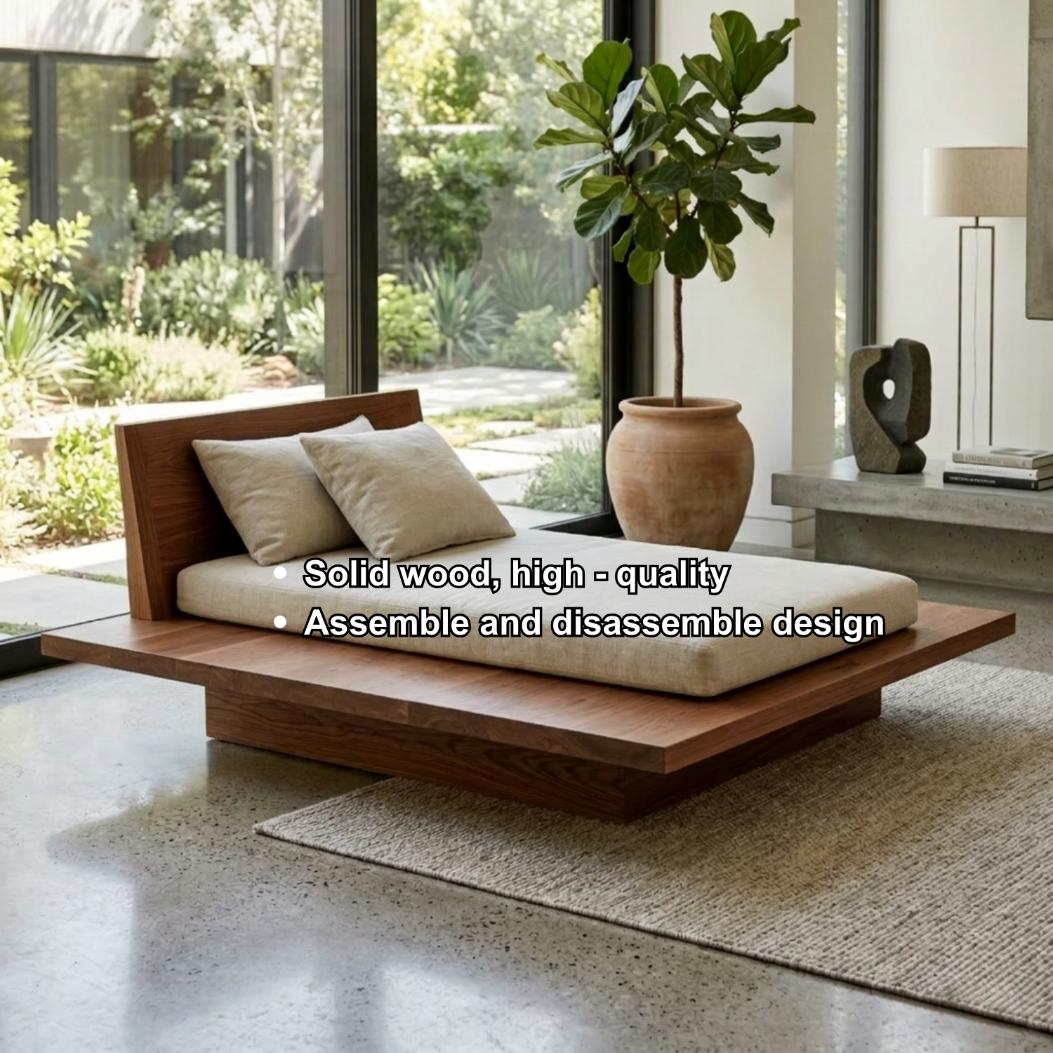 Modern Solid Wood Daybed with Clean Lines and Minimalist Design