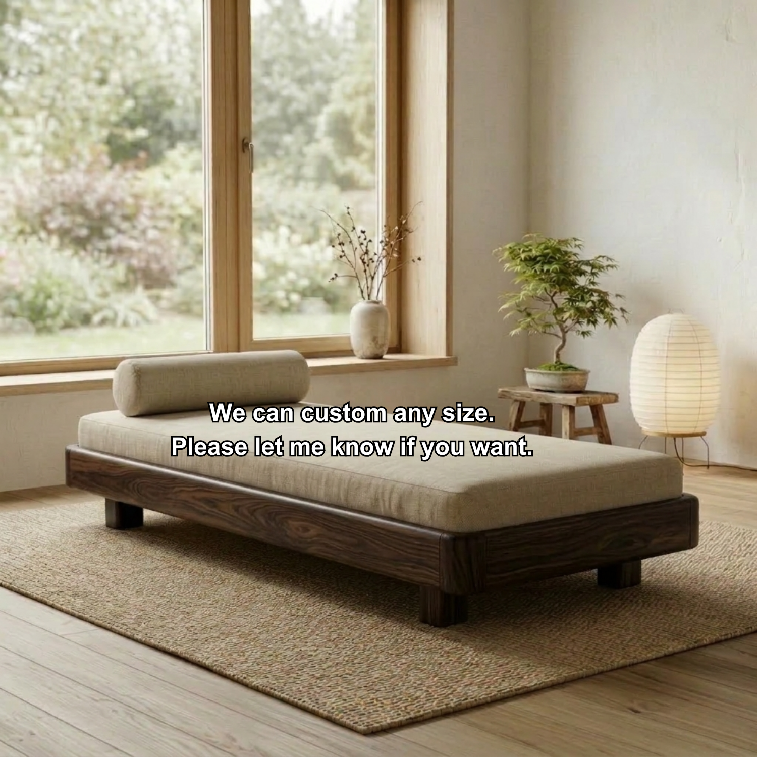 Handcrafted Japandi Solid Wood Daybed Frame - Low Profile Minimalist Bed