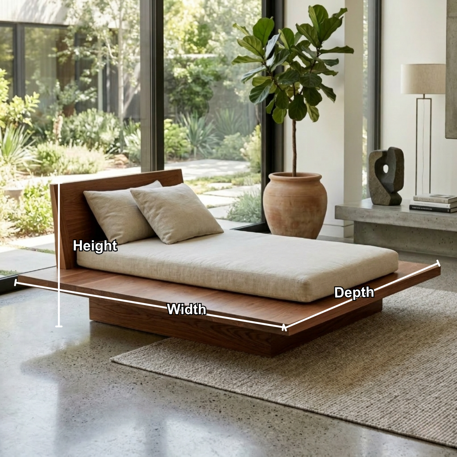 Modern Solid Wood Daybed with Clean Lines and Minimalist Design