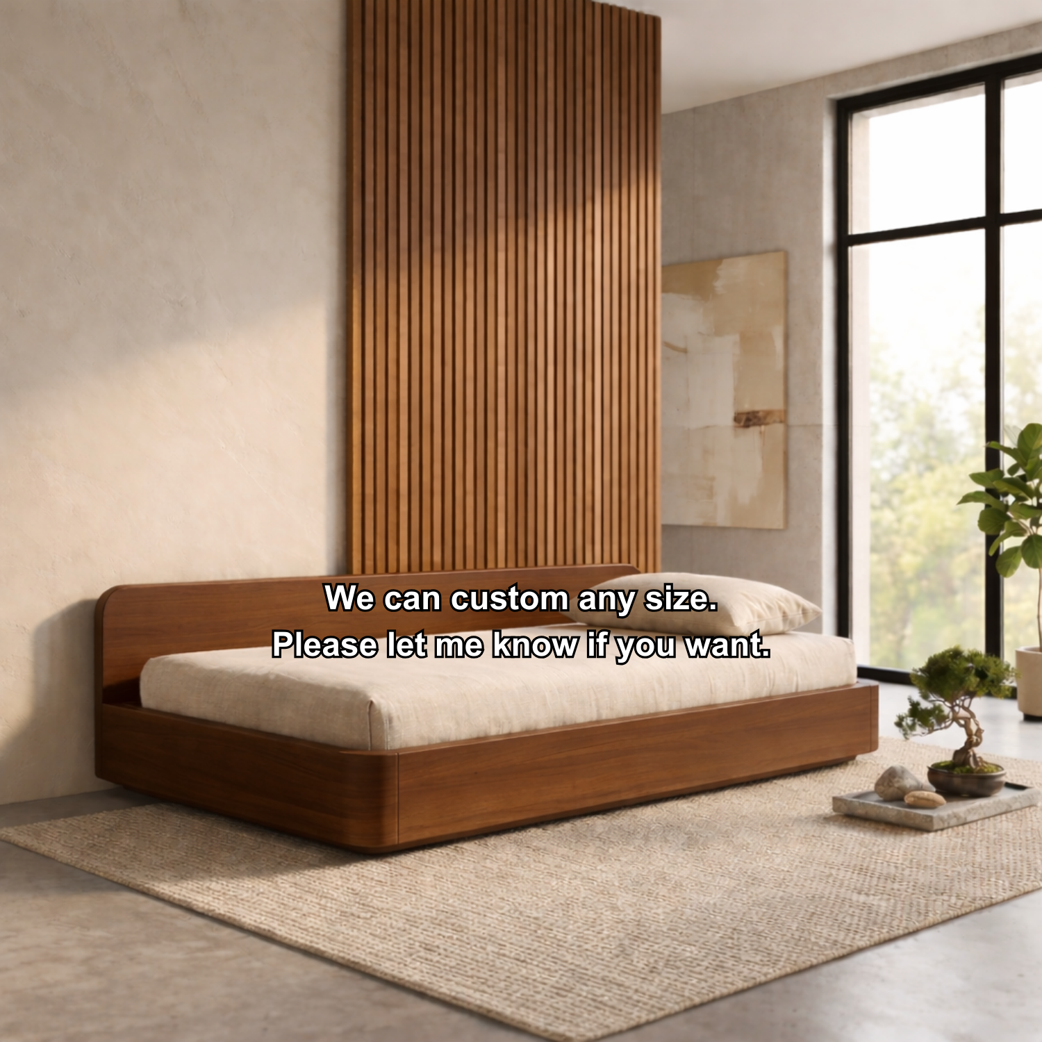 Solid Wood Daybed Frame with Backrest – Modern Minimalist Platform Lounge Bed