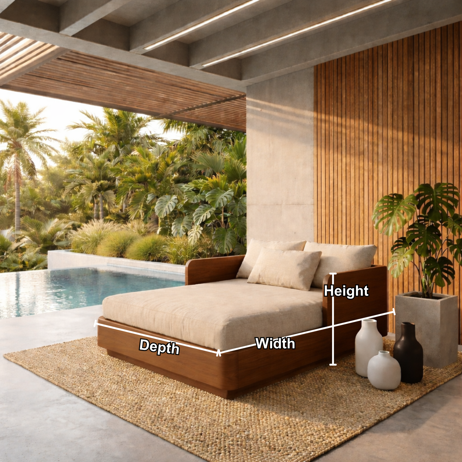 Solid Wood Daybed Frame with Side Backrest – Modern Minimalist Lounge Bed