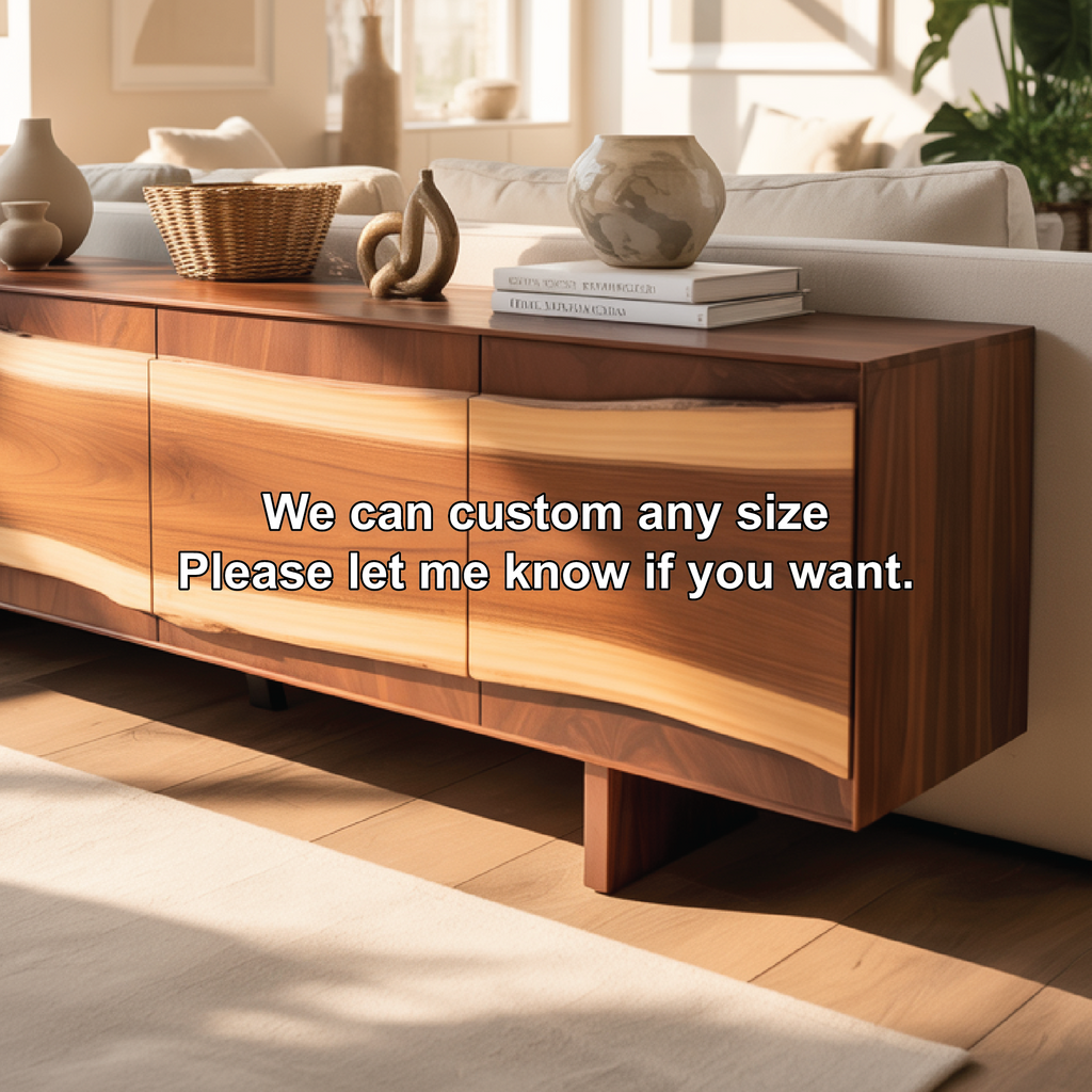Solid Wood Console Table with Natural Flowing Grain, Handcrafted Luxury Living Room Furniture
