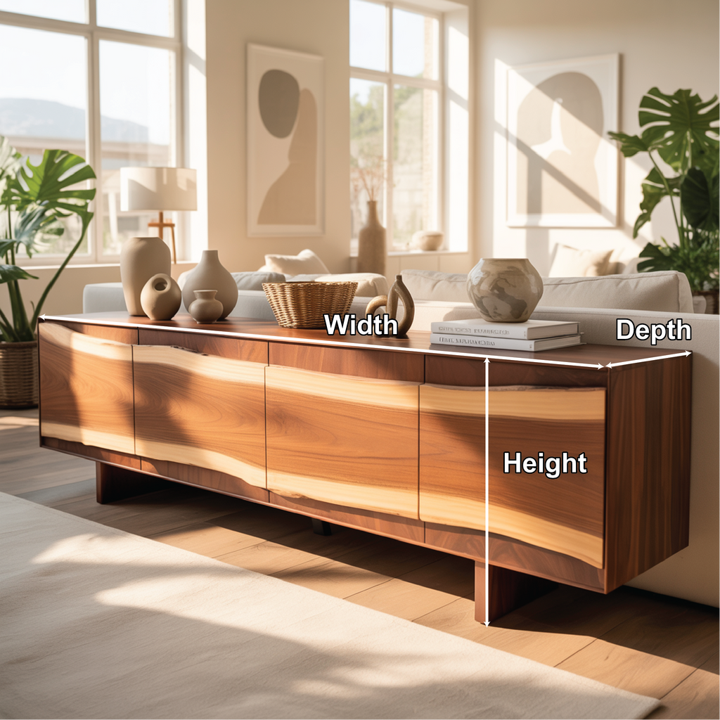 Solid Wood Console Table with Natural Flowing Grain, Handcrafted Luxury Living Room Furniture