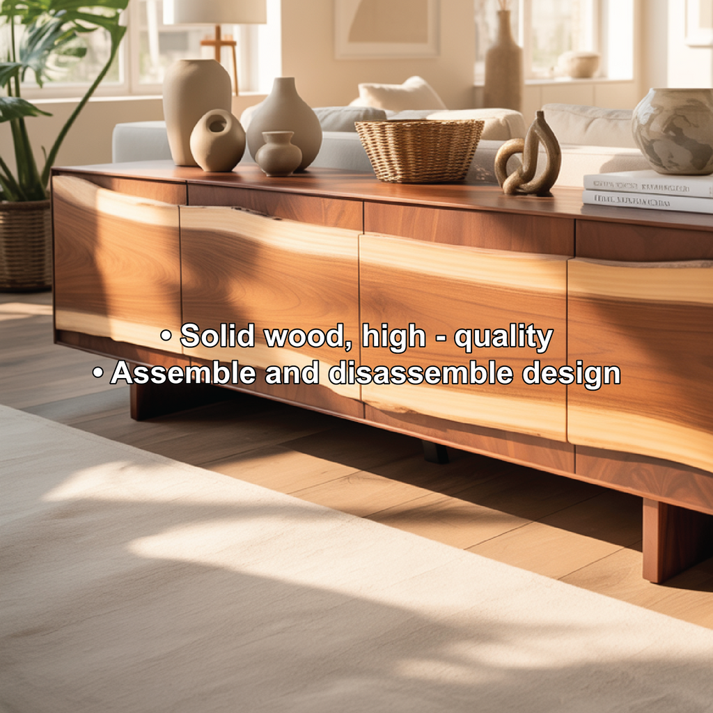 Solid Wood Console Table with Natural Flowing Grain, Handcrafted Luxury Living Room Furniture