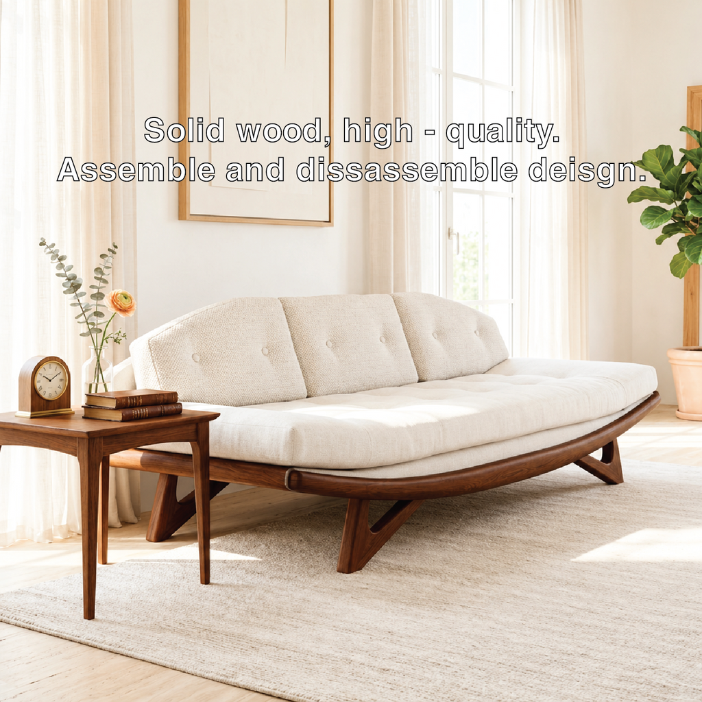 Curved Upholstered Daybed Sofa With Tufted Backrest, Contemporary Bedroom Lounge Bench