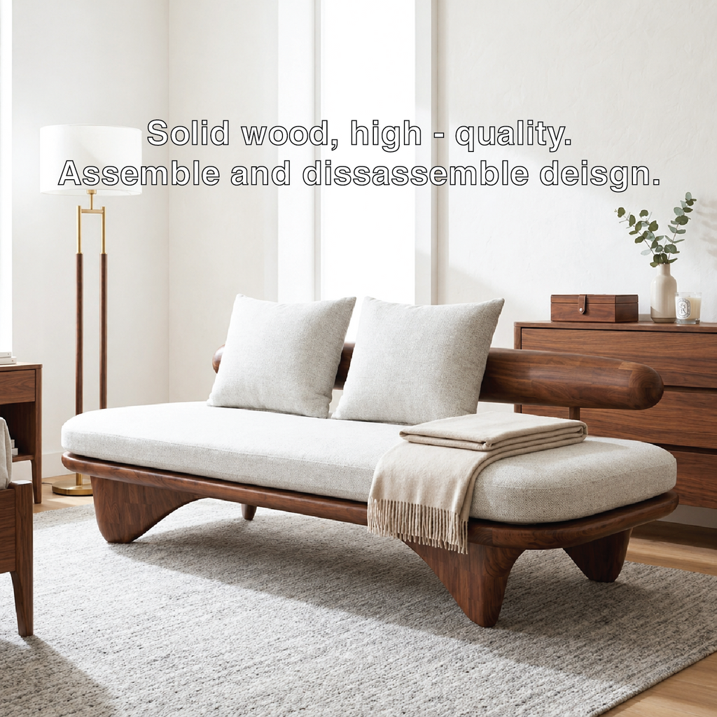 Modern Upholstered Daybed With Rounded Bolster Backrest, Pillows, Bedroom Lounge Bench