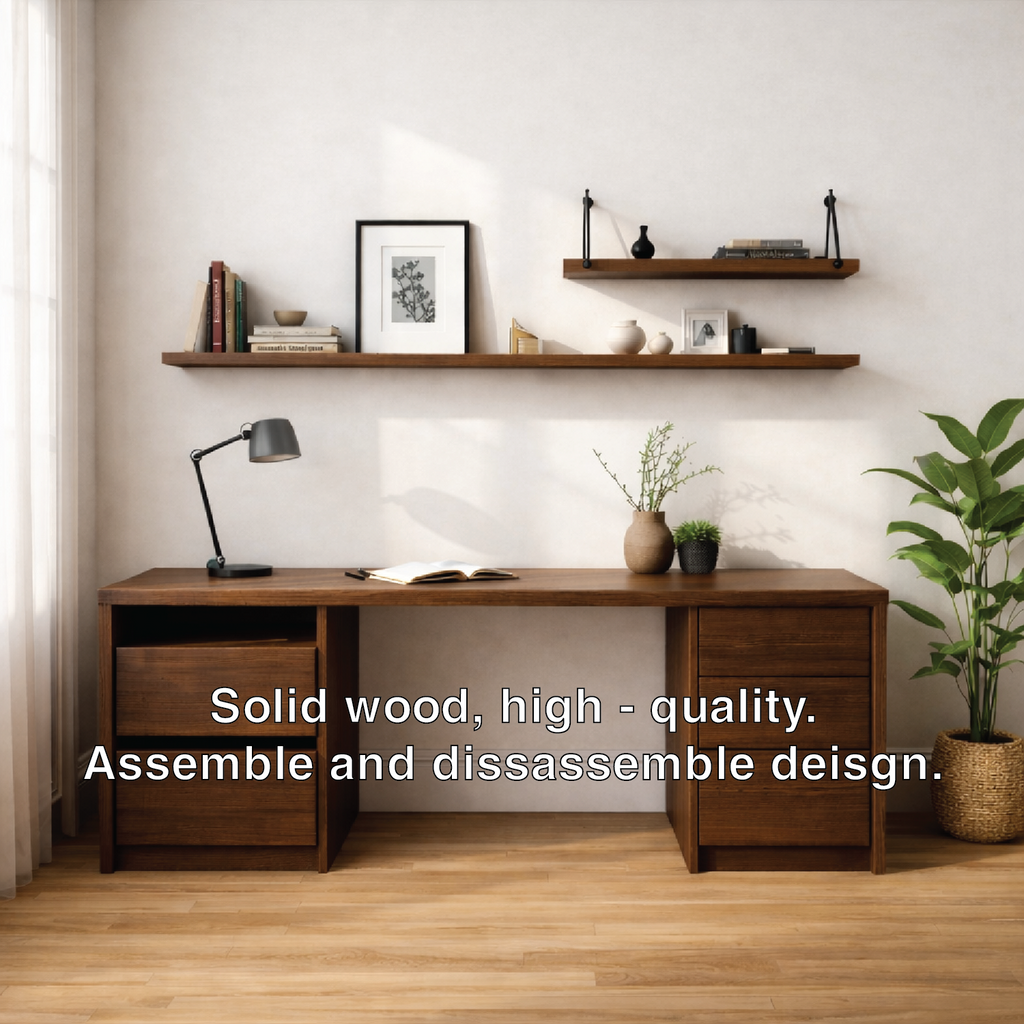 Modern Black Wood Executive Desk with Drawers Large Home Office Writing Table