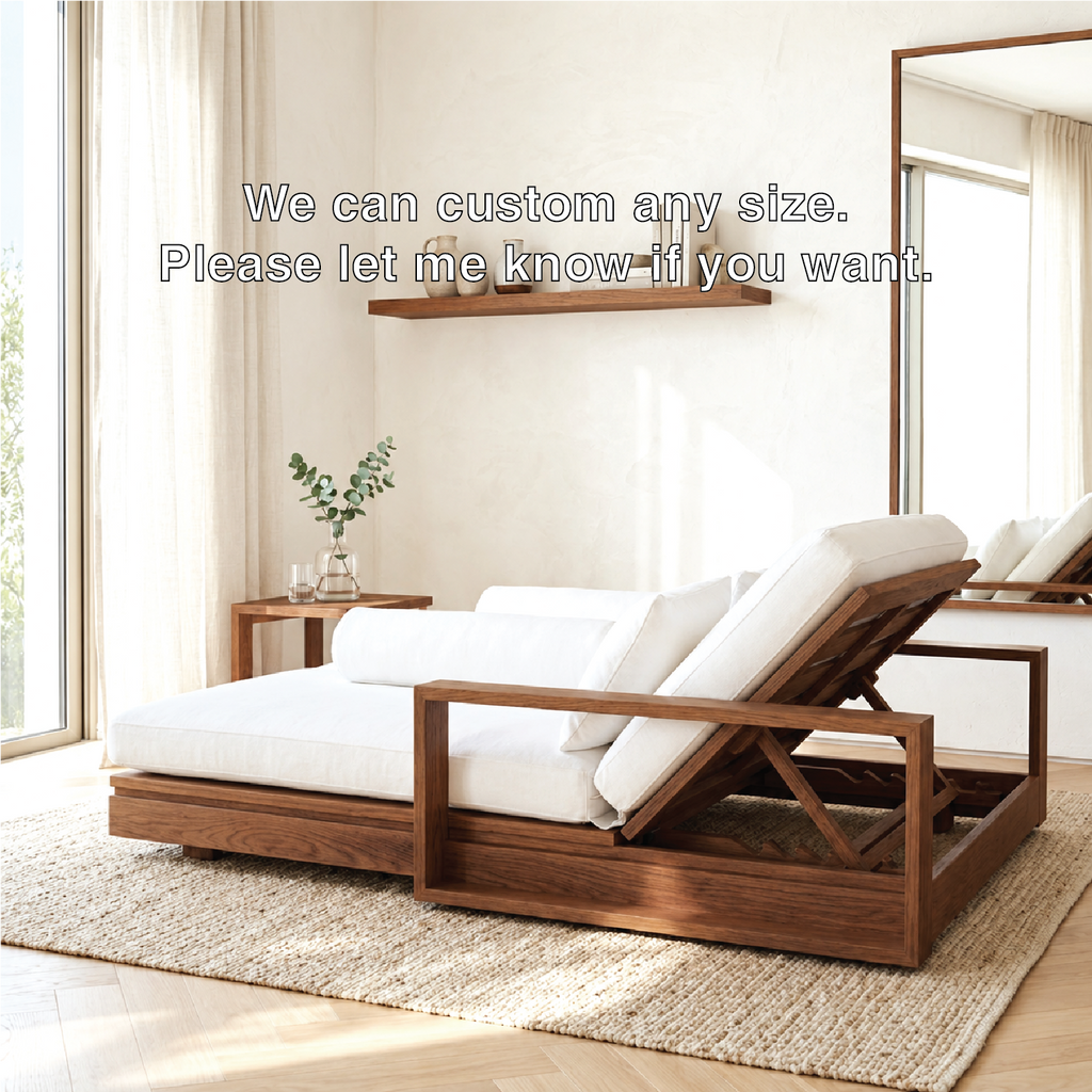 Adjustable Upholstered Daybed With Reclining Backrest, White Cushions, Lounge Chaise