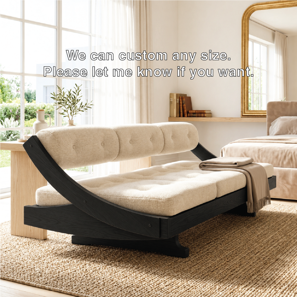Curved Upholstered Daybed With Tufted Cushion, Rounded Backrest, Bedroom Lounge Bench
