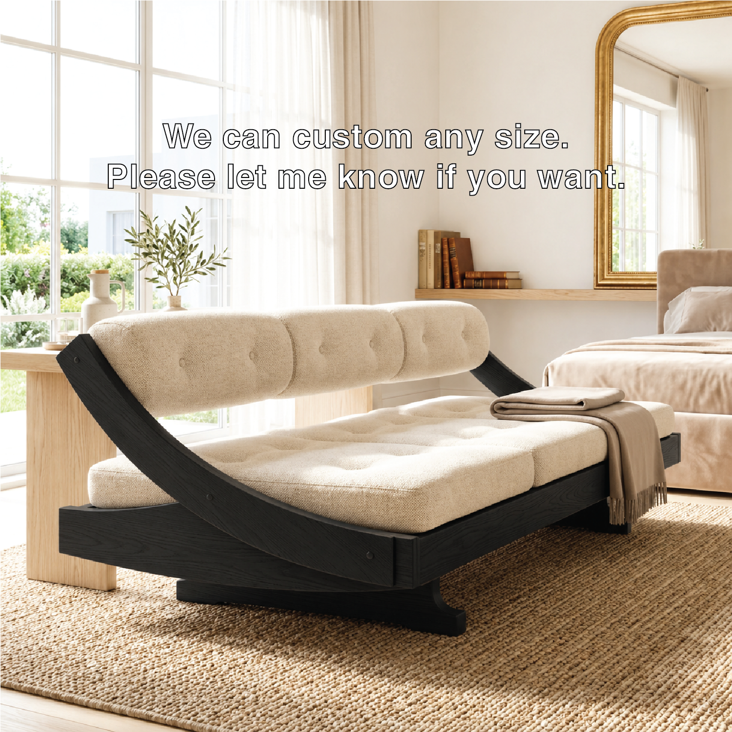 Curved Upholstered Daybed With Tufted Cushion, Rounded Backrest, Bedroom Lounge Bench