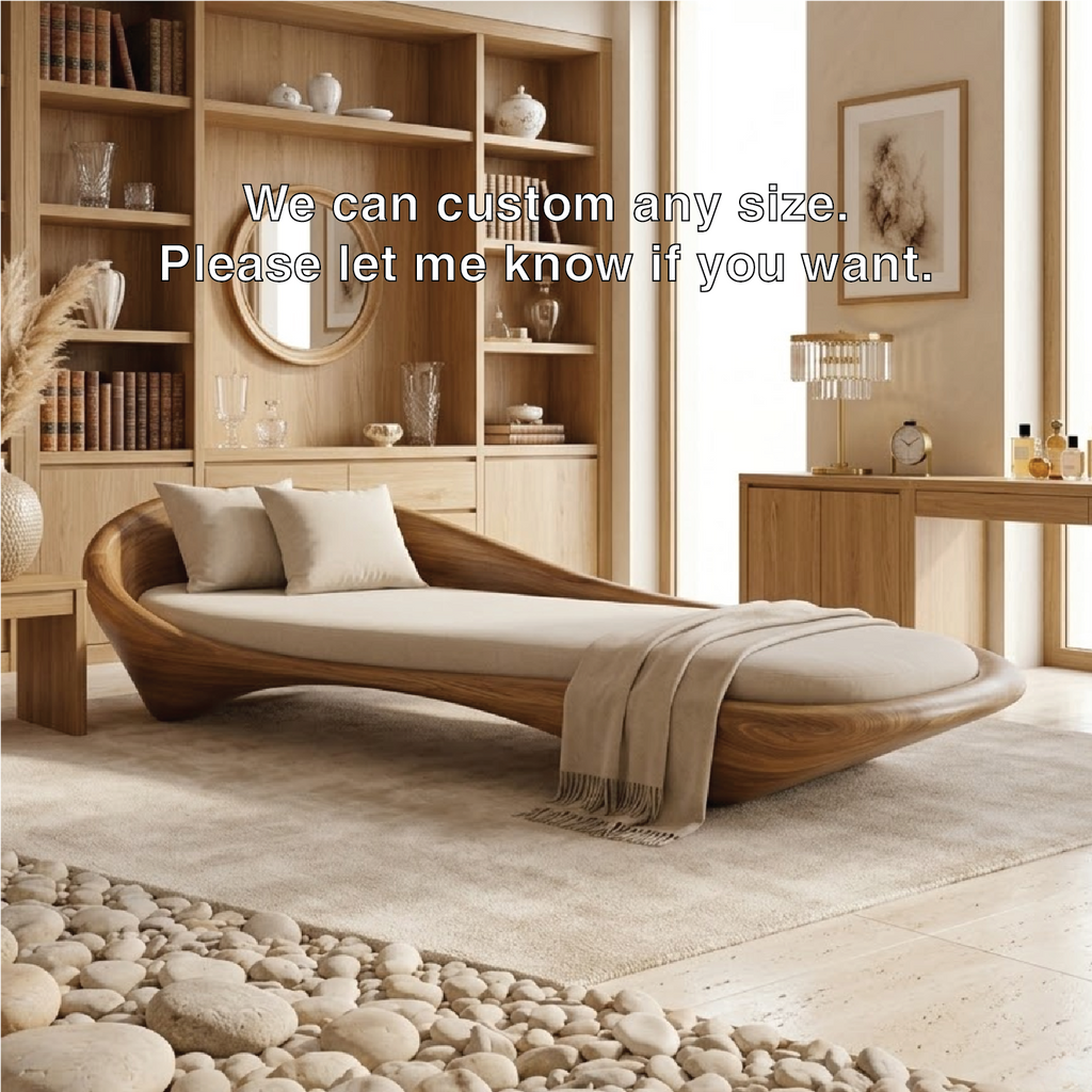 Luxury Curved Chaise Lounge Sculptural Daybed with Cushion for Bedroom Decor
