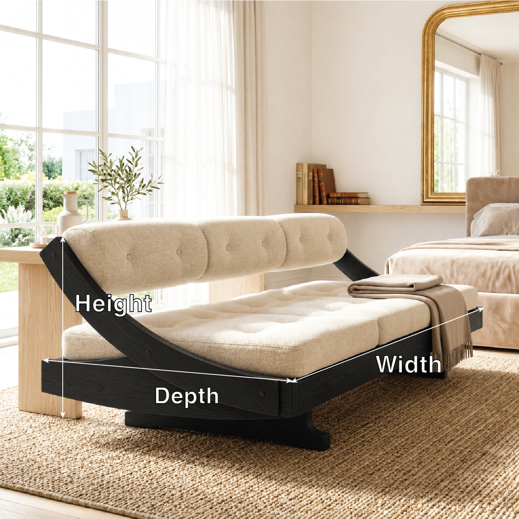 Curved Upholstered Daybed With Tufted Cushion, Rounded Backrest, Bedroom Lounge Bench