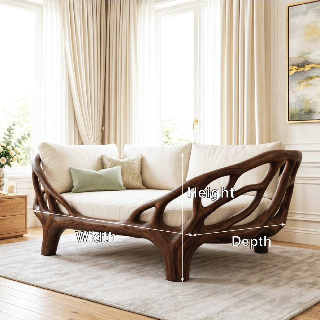 Contemporary Sculptural Daybed Sofa With Open Frame, Cream Cushions, Luxury Lounge