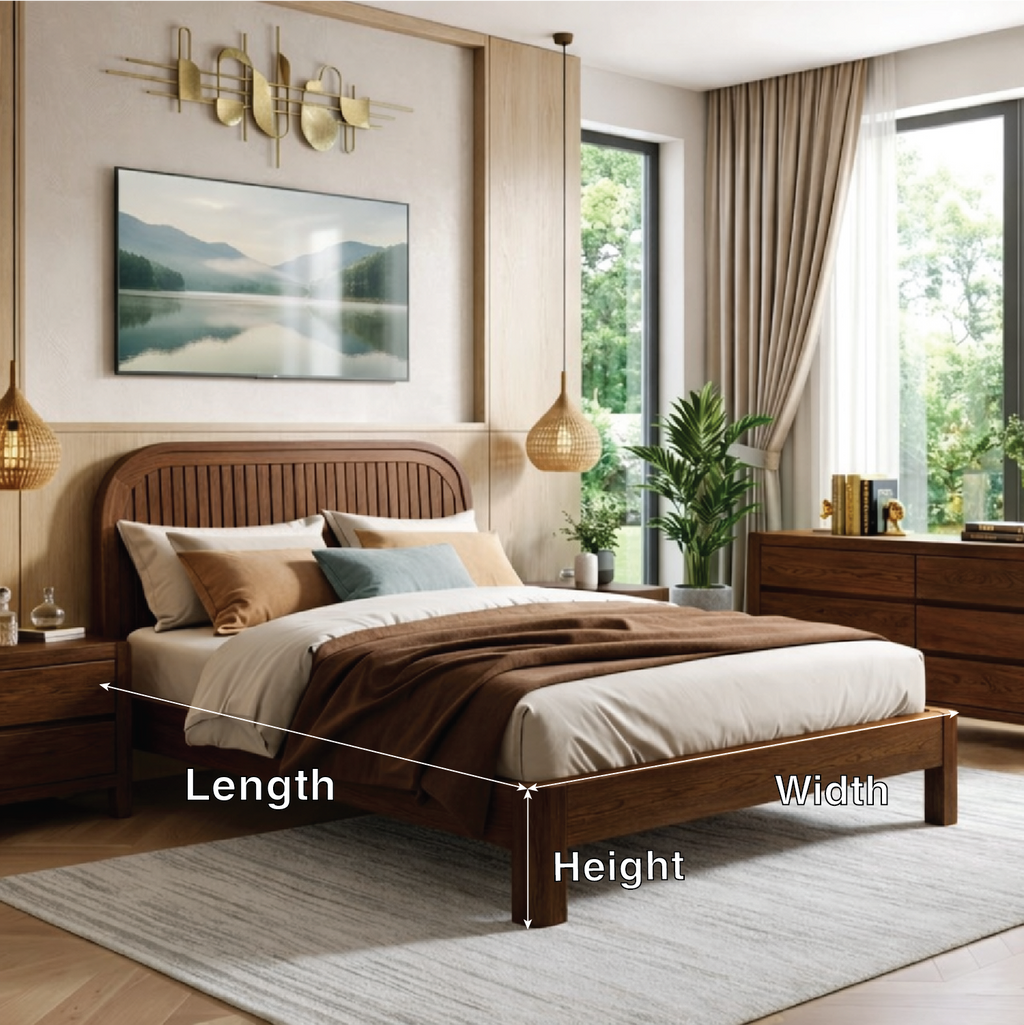 Modern Slatted Wood Bed Frame, Minimalist Platform Bedroom Furniture Design