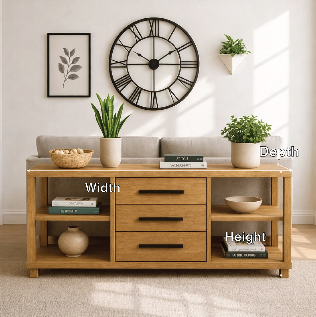 Solid Wood Console Table with Drawers and Shelves, Modern Walnut Entryway Sofa Table Storage Cabinet