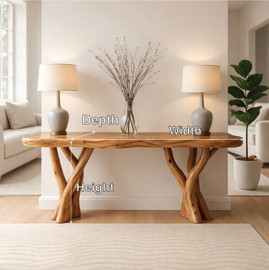 Rustic Solid Wood Console Table, Sculptural Branch Base Entryway Hallway Furniture
