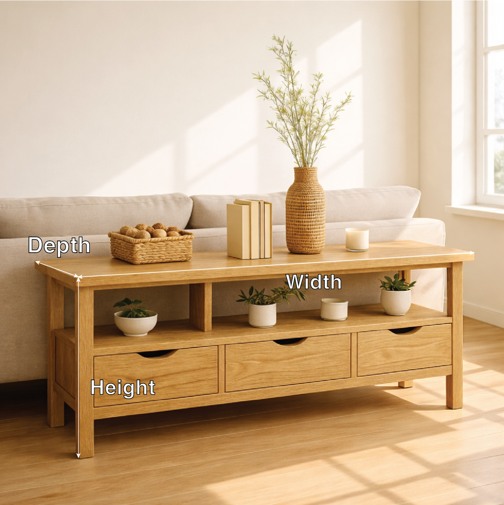 Solid Wood Console Table with Drawers and Shelf, Modern Entryway Sofa Table Wood Storage Cabinet