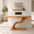 Modern Sculptural Solid Wood Console Table, Curved Base Entryway Hallway Statement Furniture