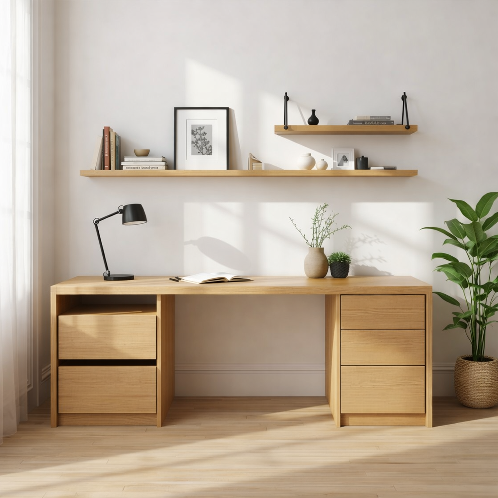 Modern Black Wood Executive Desk with Drawers Large Home Office Writing Table