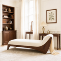 Curved Upholstered Daybed With Arched Backrest, White Cushion, Bedroom Chaise Lounge