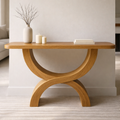 Modern Solid Wood Console Table, Sculptural Arch Base Entryway Hallway Statement Furniture