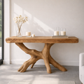 Rustic Solid Wood Console Table, Natural Tree Root Base Entryway Hallway Statement Furniture