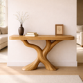 Organic Solid Wood Console Table, Sculptural Tree Base Entryway Hallway Furniture