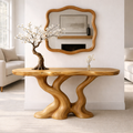 Sculptural Solid Wood Console Table, Organic Tree Root Base Entryway Hallway Furniture