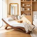 Modern Curved Chaise Lounge Daybed with Cushion for Bedroom Reading Nook